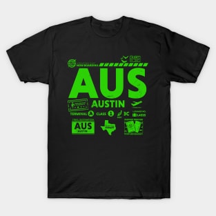 Vintage Austin AUS Airport Code Travel Day Retro Travel Tag T-Shirt